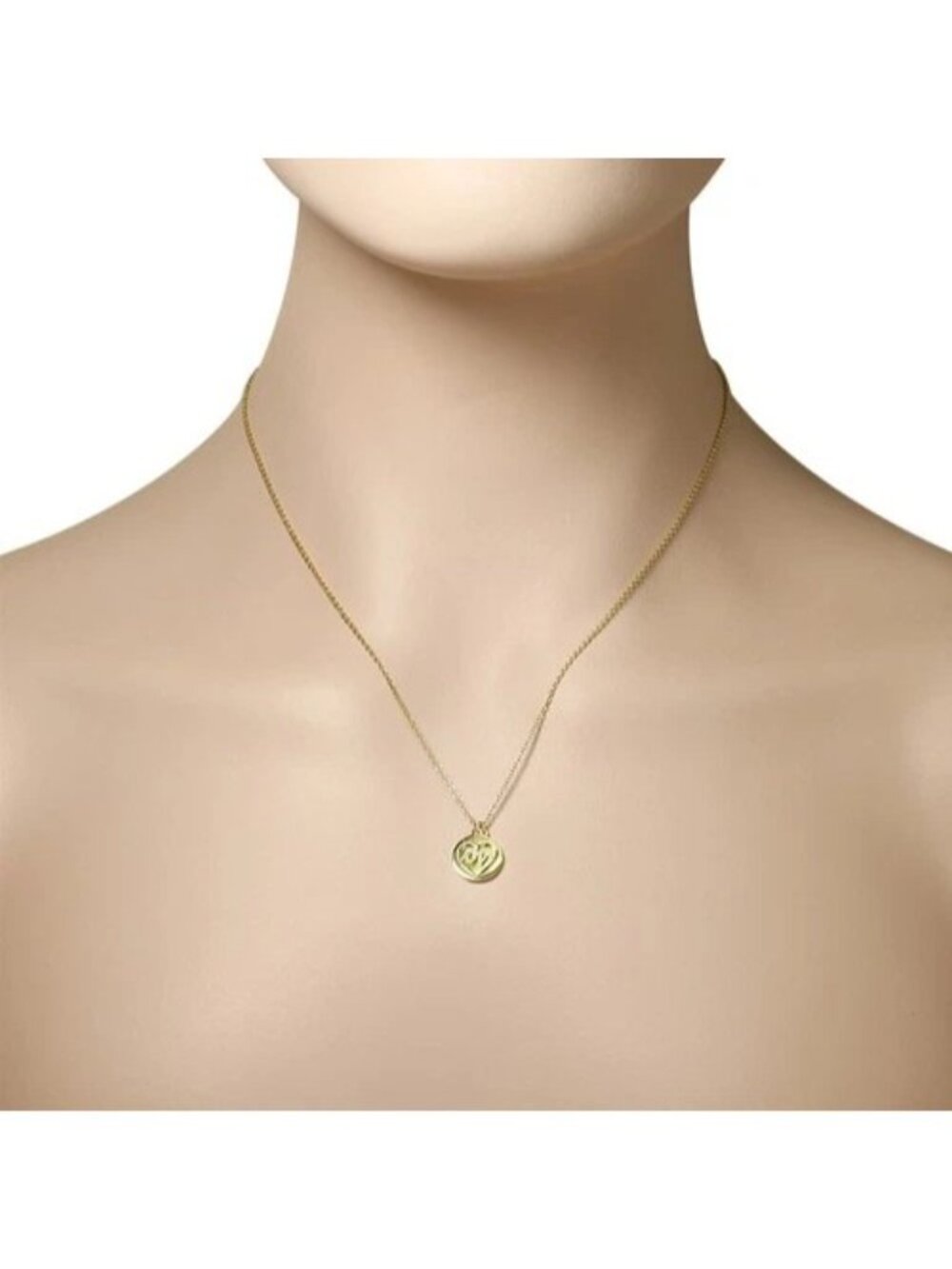 .925 Sterling Silver Yellow Gold Plated Womens Love Heart Pendant Necklace - Picture 4 of 5